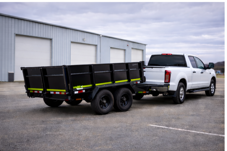 warehouse parking lot with dump trailer in bristol